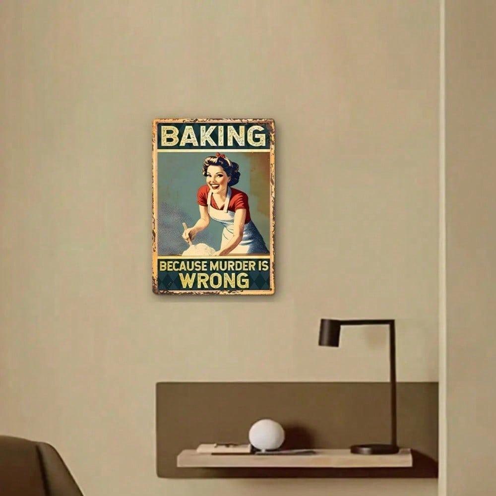 Funny Baking Tin Sign Vintage Kitchen Wall Art 8x12 Inches Home Bar Decor Metal