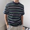 2024 Korean Striped Casual Loose-Fit Knit Crew Neck T-Shirt for Men
