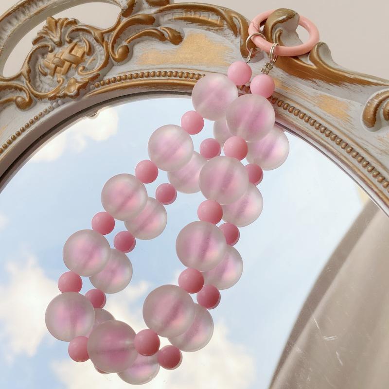 1Pcs Anti-Loss Key Wrist Strap Fashion Dopamine Matte Bead Pendant Adjustable Wristband for Shopping Dating