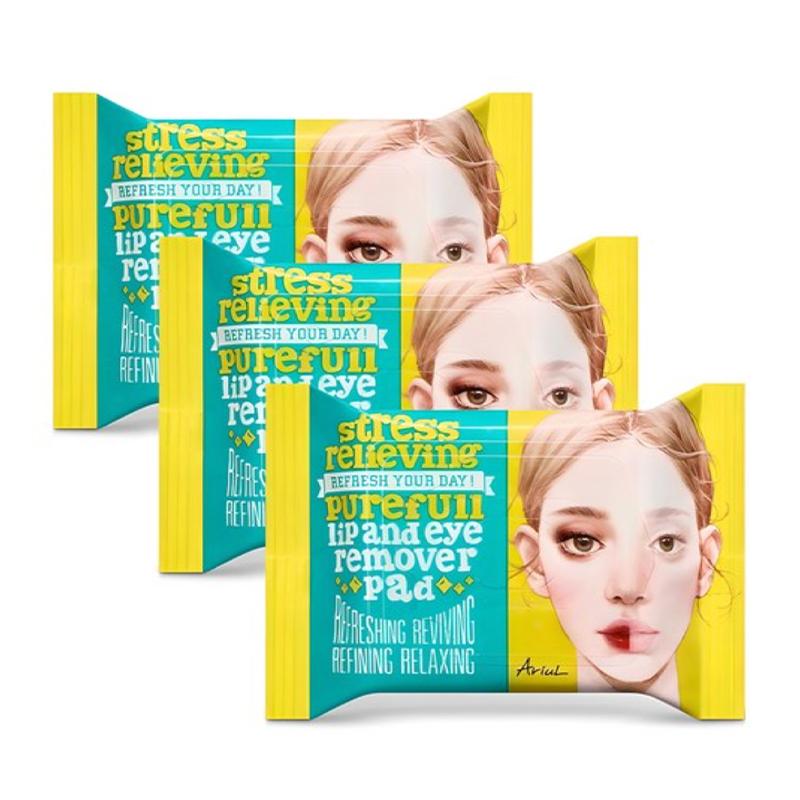 ARIEL Смывающие салфетки для снятия макияжа с губ и глаз, снимающие стресс, 30 шт. x 3