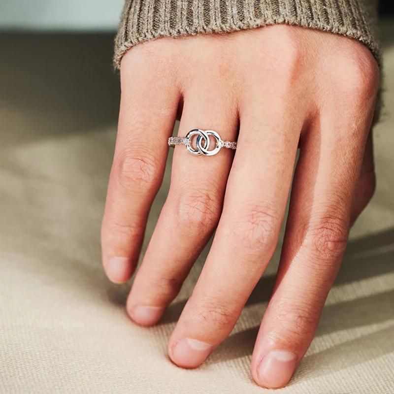 CAOSHI Schicker Modischer Silberfarbener Fingerring Damen Täglich Tragbarer Schmuck mit Glänzendem Zirkonia Trendiges Vielseitiges Accessoire für Frauen