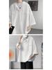 Men's Coffee Brown Hooded Polo T-Shirt, Three-Quarter Sleeve, American Campus Style, Summer Trendy Brand Design