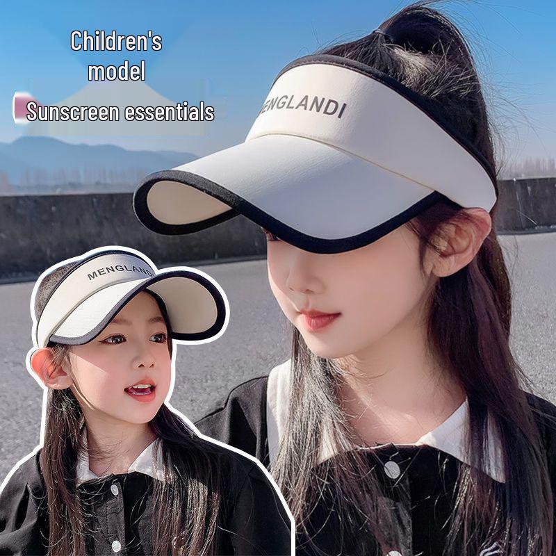 Kids' UV-Protection Ponytail Sun Visor - Boys' and Girls' Fashionable Topless Summer Hat