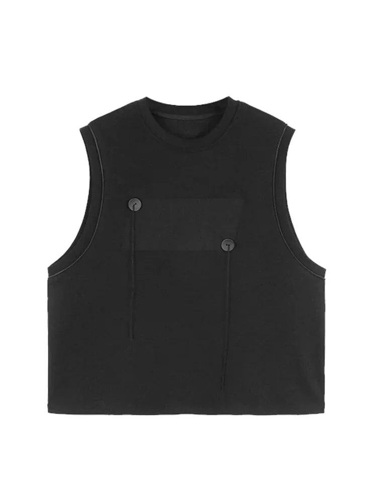 Xitao Patchwork O-Ausschnitt Pullover Weste Ärmellos Locker Lässig Einfachheit Damen HQQ1739