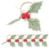6Pcs Berry and Leaf Napkin Rings Clasps for Xmas Table Decoration Xmas Napkin Rings Christmas Table Decor