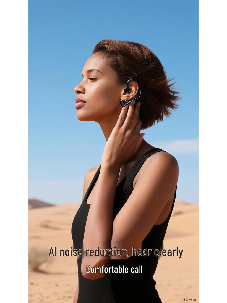 Bluetooth Bone Conduction Ear-hook Headset with Digital Display and Long Battery Life