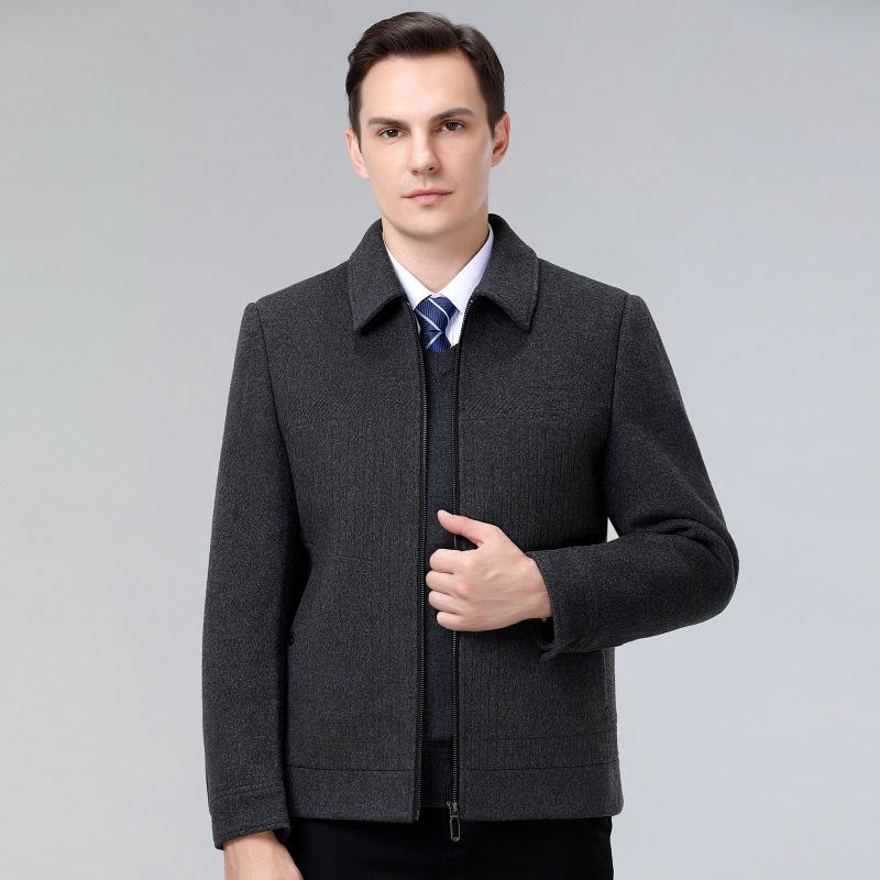 Men's Double-Sided Cashmere Jacket: Autumn/Winter Business Casual Wool Coat for Middle-Aged Dads