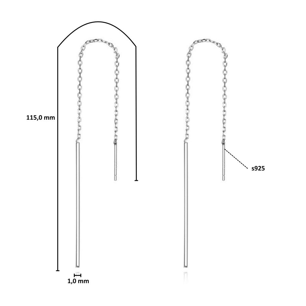 Silver hanging earrings, 925 silver