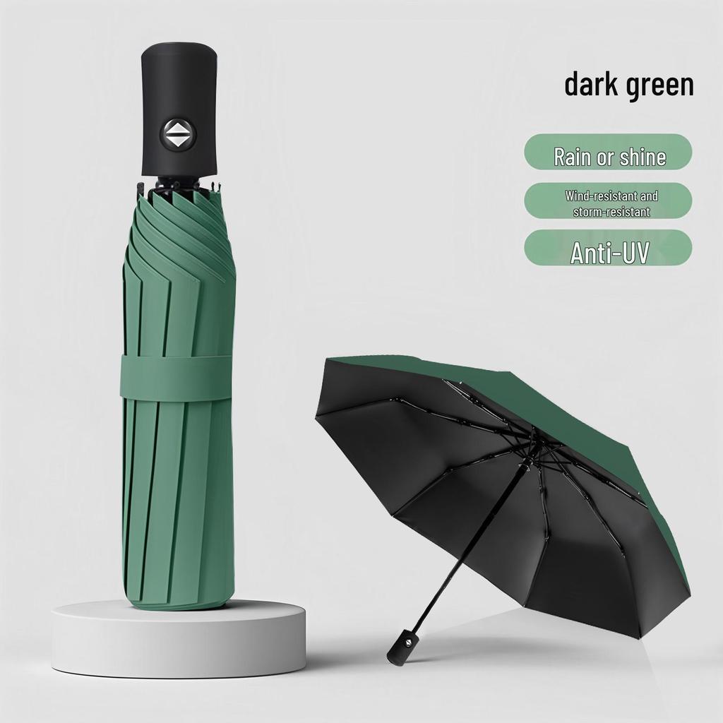 24-Rib Automatic Storm-Resistant Folding Umbrella for Sun and Rain