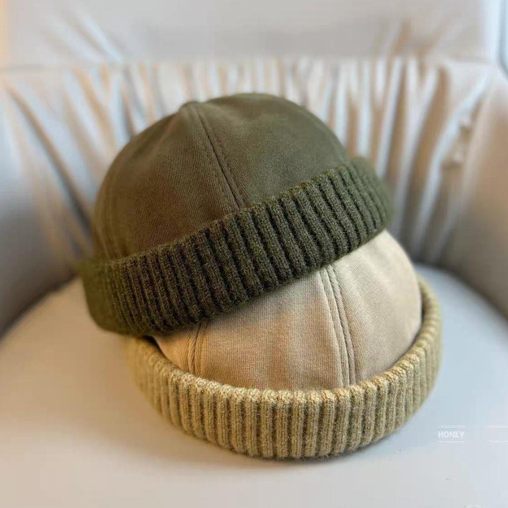 Men Melon Skin Hat Four Seasons Beanie Landlord Hat Versatile Hip Hop Hats Punk Girl Y2K Brimless Sailor Hat Bonnet Docker Cap
