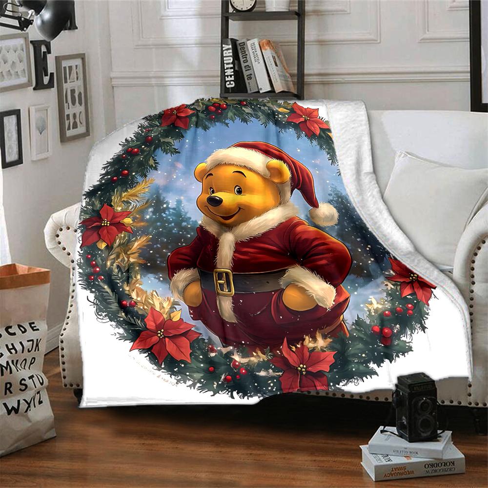 Christmas Winnie Pooh Blanket Soft Throw Blanket For Home Bedroom Bed Sofa Travel Office Solid Christmas Blanket