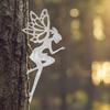 Garden Iron Elf Flower Fairy Stake Metal Garden Flower Fairy Sculpture for Wife Mother Daughter Brown