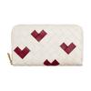 Bottega Veneta Intrecciato Woven Heart Design Zipper Around Leather Wallet Women Wallet Chalk-White Deep-Red 814674V57O39140