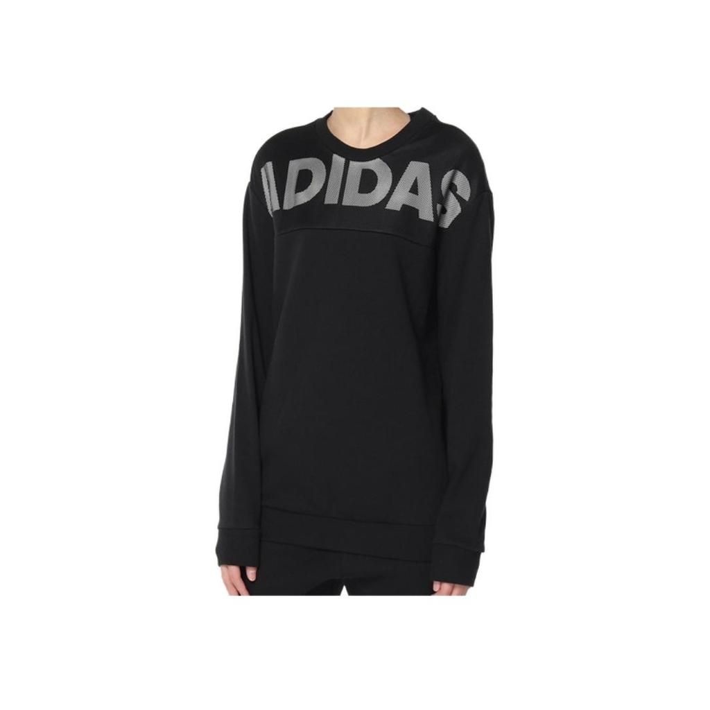 Adidas American Letter Print Long Sleeve Sweatshirt Women Sweatshirt Black DT2382