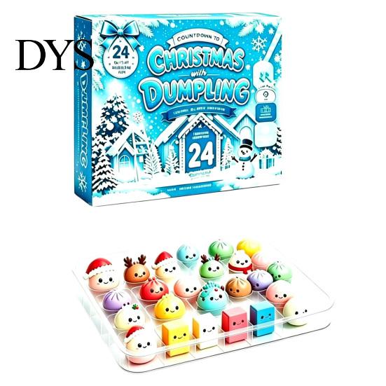 Stocking Stuffers for Kids 2026 Christmas Squeeze Toy Advent Calendar, 24-Day Dumpling Bun Fidget Surprise Gift Box Countdown Box, Soft TPR