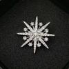 Fashionable North Star Snowflake Zircon Brooch, Women's Anti-Exposed Pin, Fixed Clothes Metal Buttons, Wedding Party Gifts