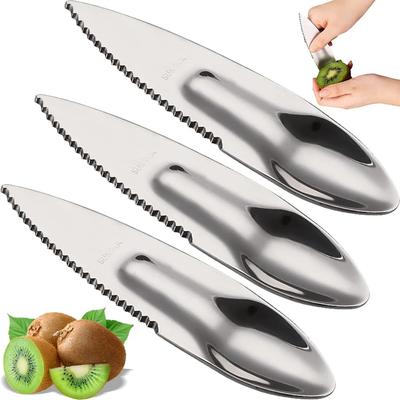 Acciaio Inossidabile Lama Kiwi Cucchiaio Taglia Kiwifruit Pelare Scavare Cucchiaio Lama Seghettata Per Negozio Casa Esterno Cucchiaio Taglia Frutta