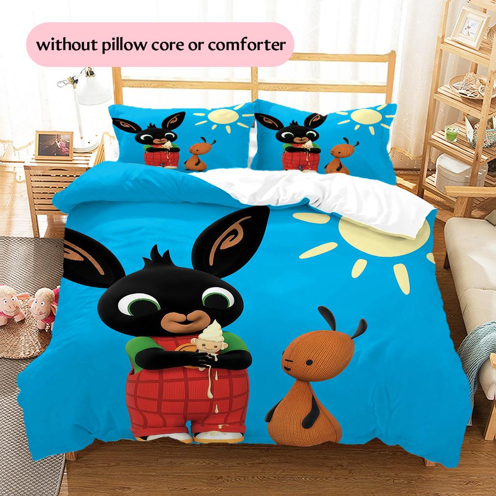 Bing Pattern Bedding Quilt Set  Home Decoration  Gift (1 * Duvet Cover + 2 * Pillowcase  Without Core)