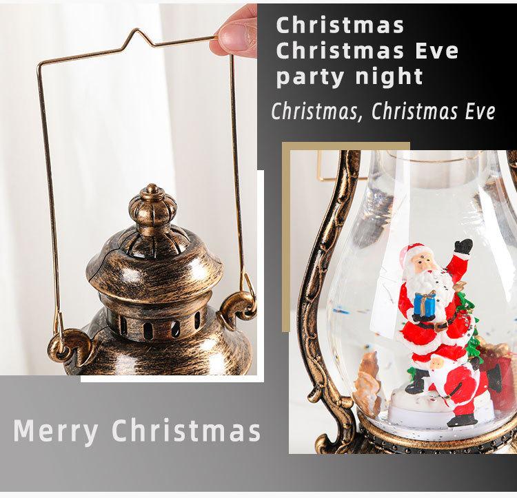 Rotating Christmas Lantern with Music, Snowfall Effect, Luminous Handheld Oil Lamp Decoration