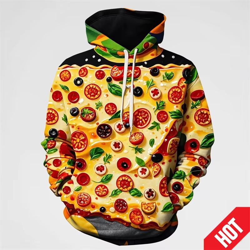 Men's Clothing 3D Printed Funny Food Pizza Hoodie Men's Streetwear Men's Oversized Hoodie Pullover Men's Autumn Hoodie