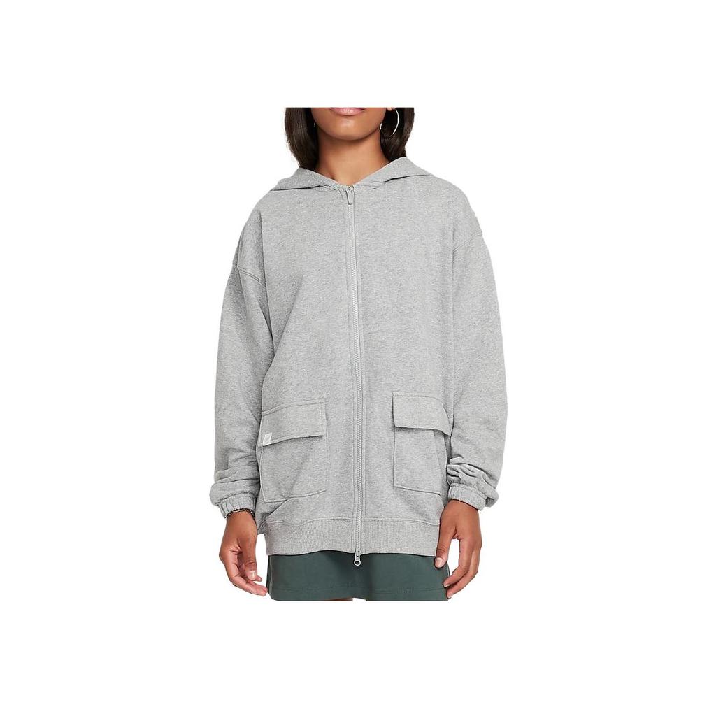 Nike Sportswear Oversized Fleece Hoodie Comfortable Versatile Kids hoodies Dark-Gray Stone FZ5549-063