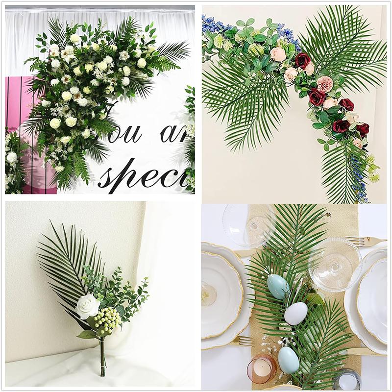 10Pcs Artificial Palm Tropical Leaves Monstera Leaves for Hawaiian Party Beach Table Wedding Baby Shower Birthday Decoration