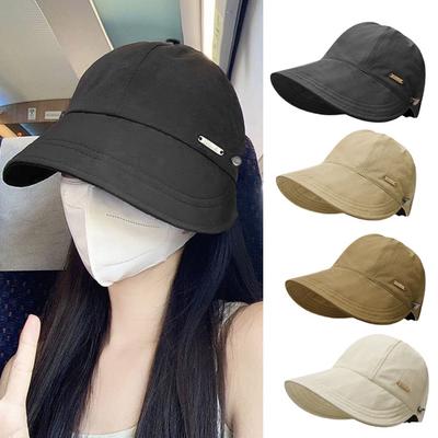 Outdoor Hat Sun Protection Anti-UV Wide Brim Solid Color Adjustable Head Circumference Foldable Lightweight Gardening Travel Sun Hat