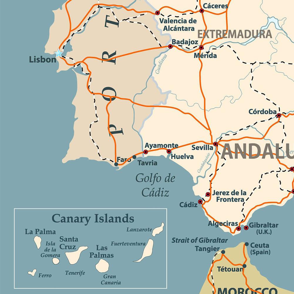 Spanische Karte Hintergrundtuch-Spanienkarte-Linienkarte Dekorbild für Reise,Lehrmittel,Fotoshooting-Hintergrund