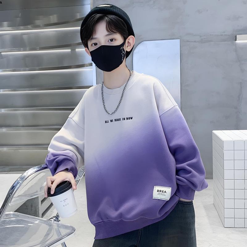 

Свитшот для мальчиков, тренд осени 2025 - стиль корейской уличной моды, длинный рукав, мода для подростков 150cm