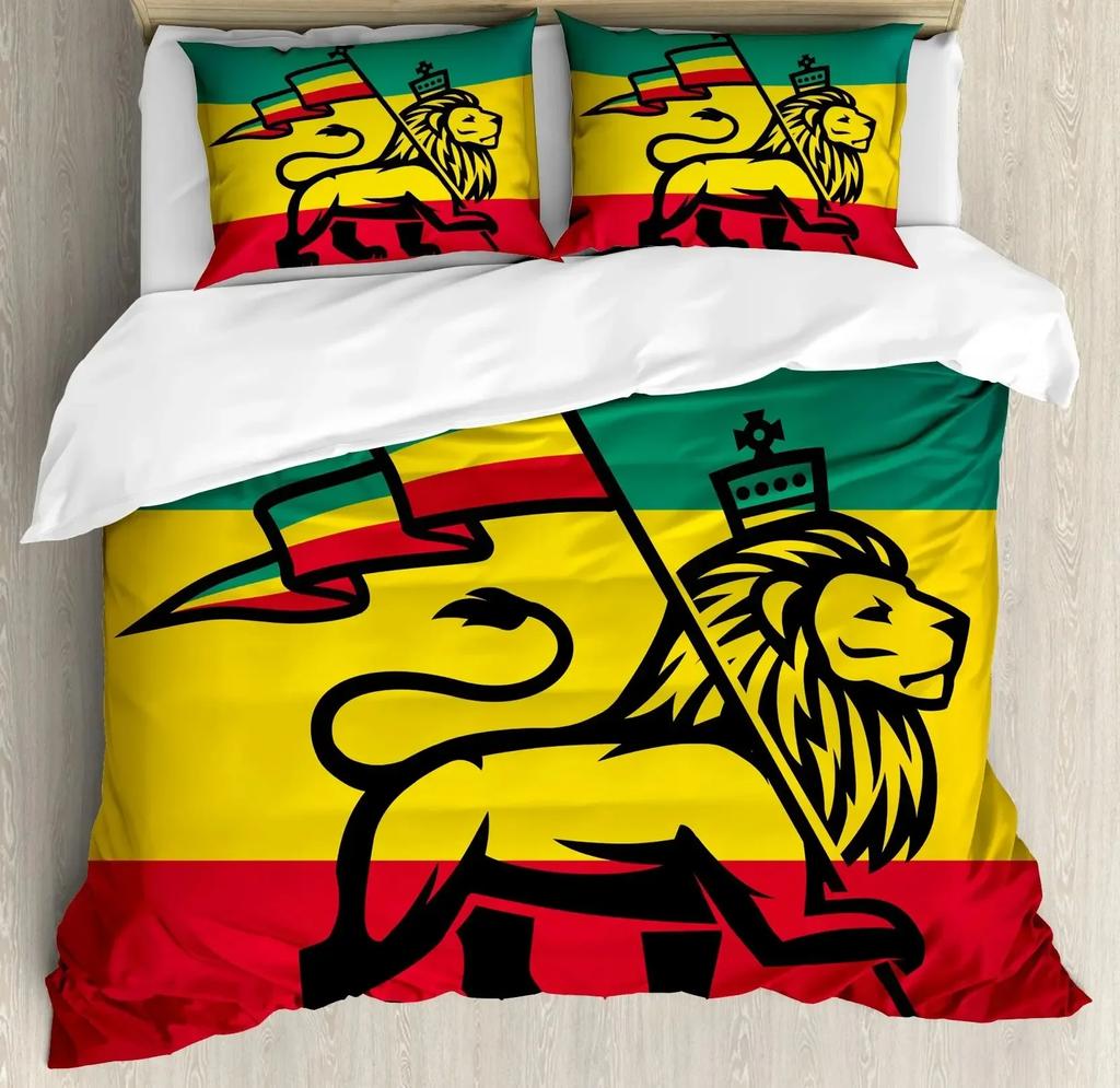 Lion Rose Animal Floral Nature Theme Comfortable Duvet Quilt Cover Pillowcase Bedding Set Children Bedroom Decoration Home