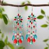 New Fashion Bohemian Vintage Flower Drop Dangle Earrings For Women Enamel Crytal Geometric Zircon Beads Handmade Tassel Earings
