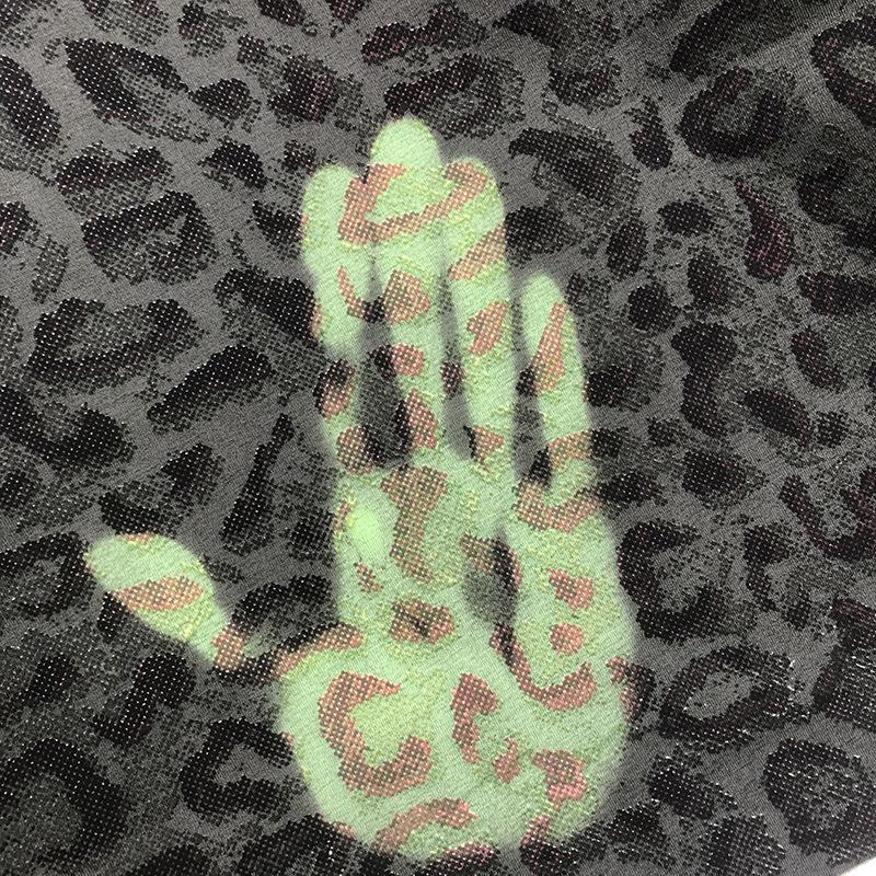 Leopard Printed Black Change Green Color Changing Camouflage Fabric Temperature Color-changing Elastic Fabric for Headgear Mask