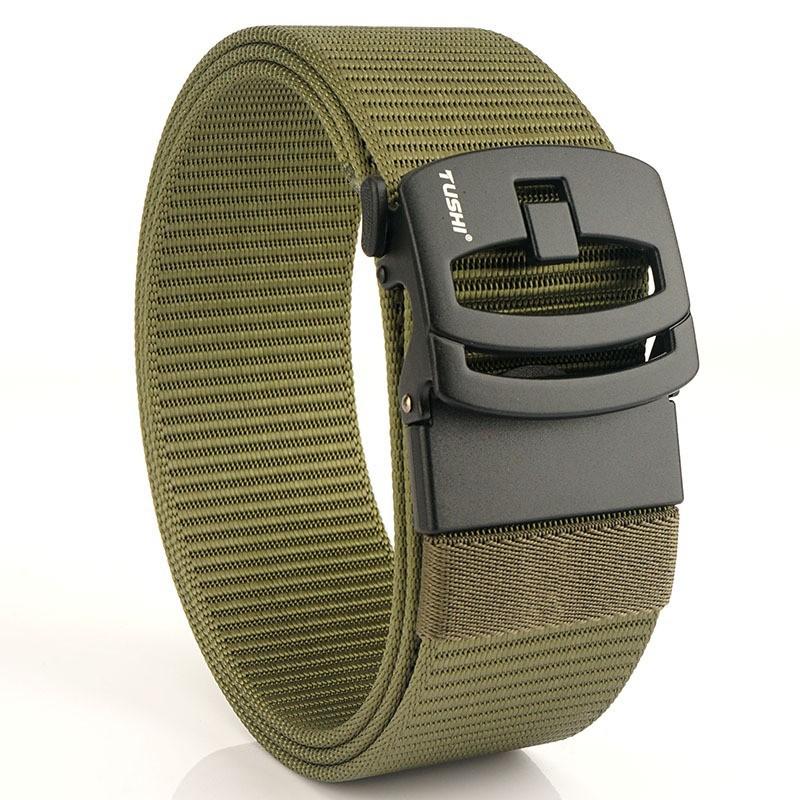 5CM Widened Men s Alloy Automatic Buckle Nylon Belt Outdoor Training Weaving Delivery 120cm