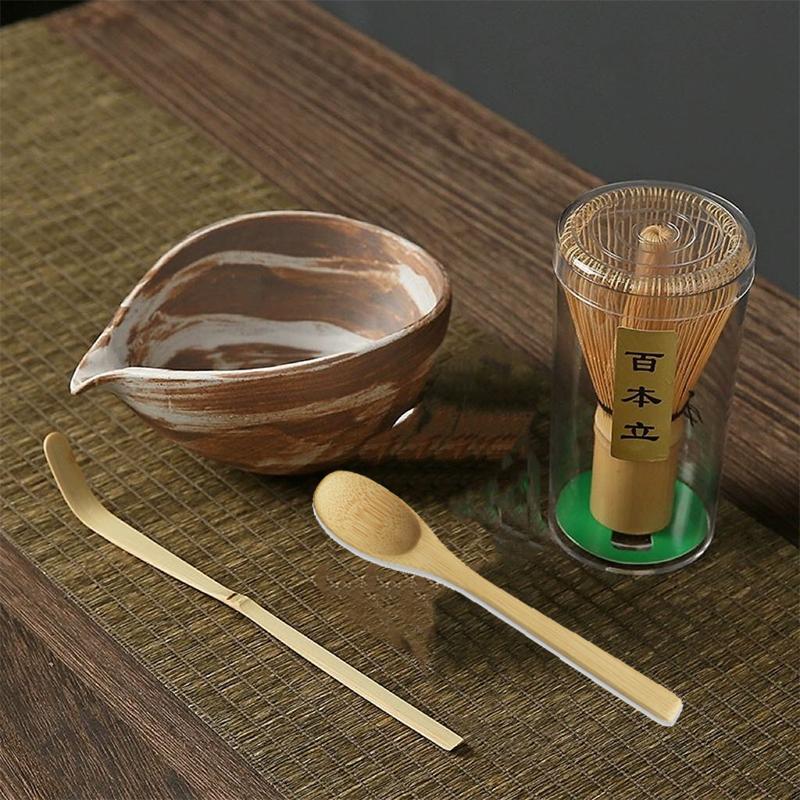 3/4pcs Handmade Home Easy Clean Matcha Tea Set Tool Stand Kit Bowl Whisk Scoop Gift Ceremony Traditional Japanese Accessories