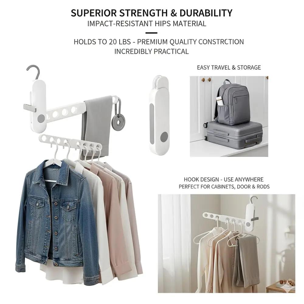 Foldableable Portable Clothes Drying Rack Travel Clothes Hanging Rack 7 Hole Multi-functional Storage Home Business Trip Hotel Clothes Hanger Tool