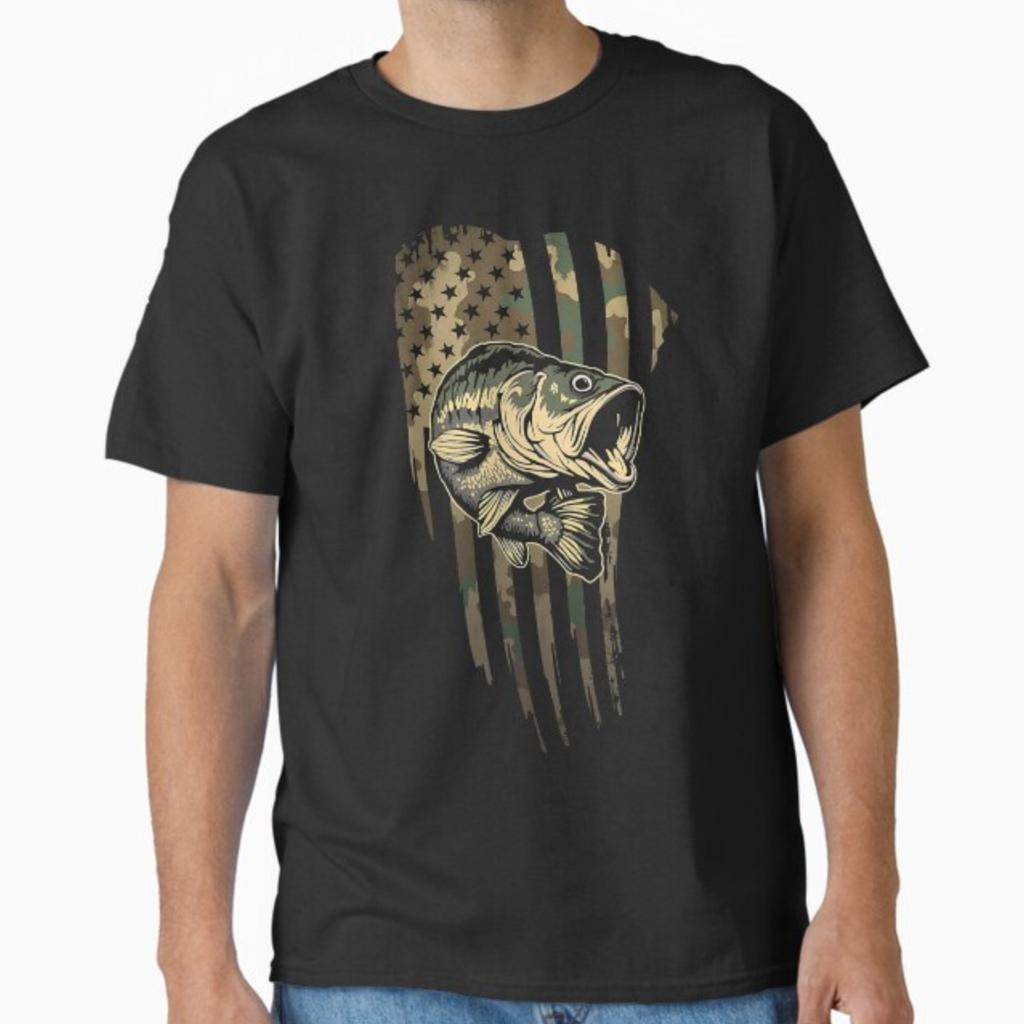 Bass Fishing American Flag Camo T-shirt