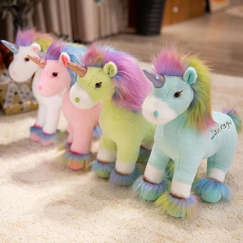Kawaii Unicorn Dream Rainbow Unicorn Plush Toy with Wing Soft Stuffed Horse Pillow for Girl Birthday Gift Kid Toy Home Decor