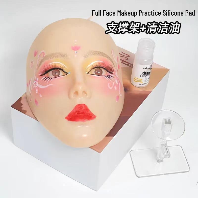 Silicone Practice Mannequin Head for Full Face and Eyebrow Makeup Training