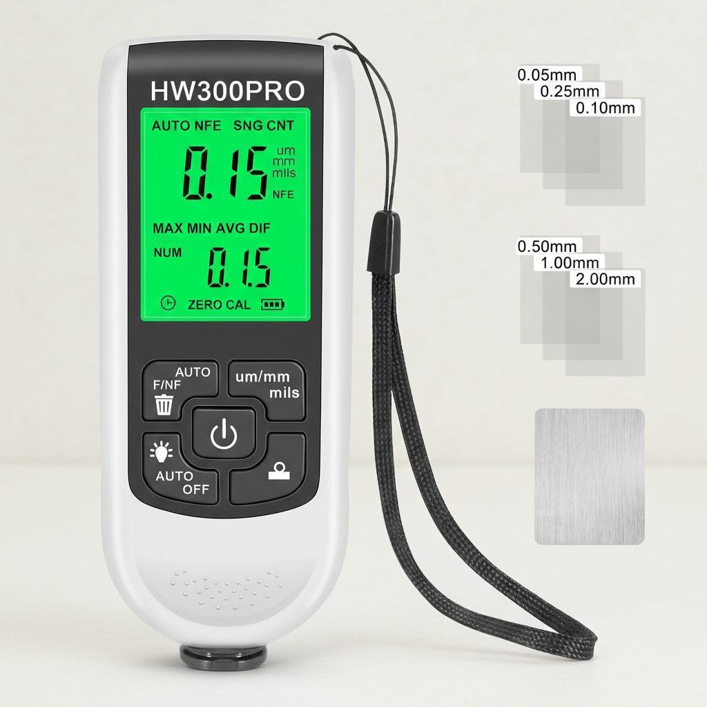 

STONEGO HW-300PRO Измеритель толщины автомобильного покрытия 0-2000 мкм Fe NFe Измеритель покрытий Автомобильные инструменты Руководство белый
