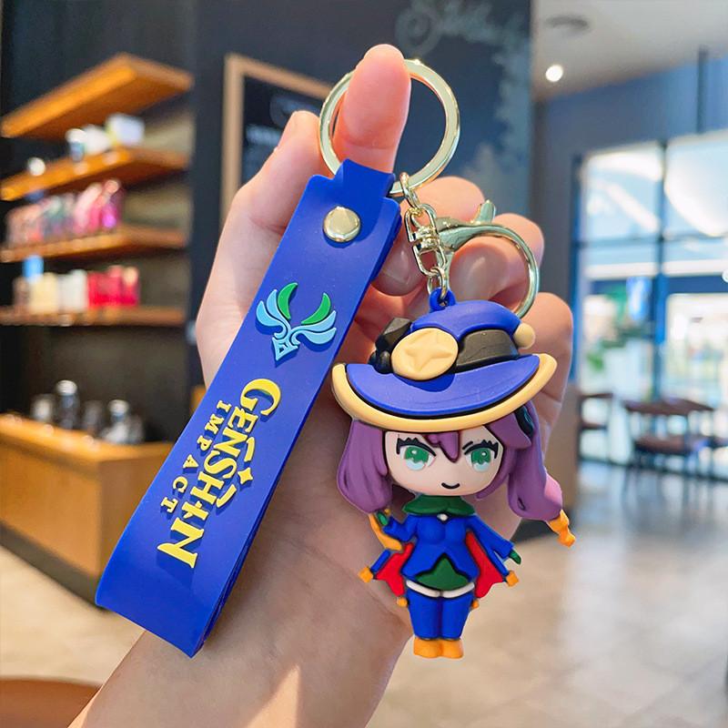 Portachiavi in ​​silicone con simpatico personaggio di Genshin Impact, adorabile statuetta in PVC per borse e telefoni.