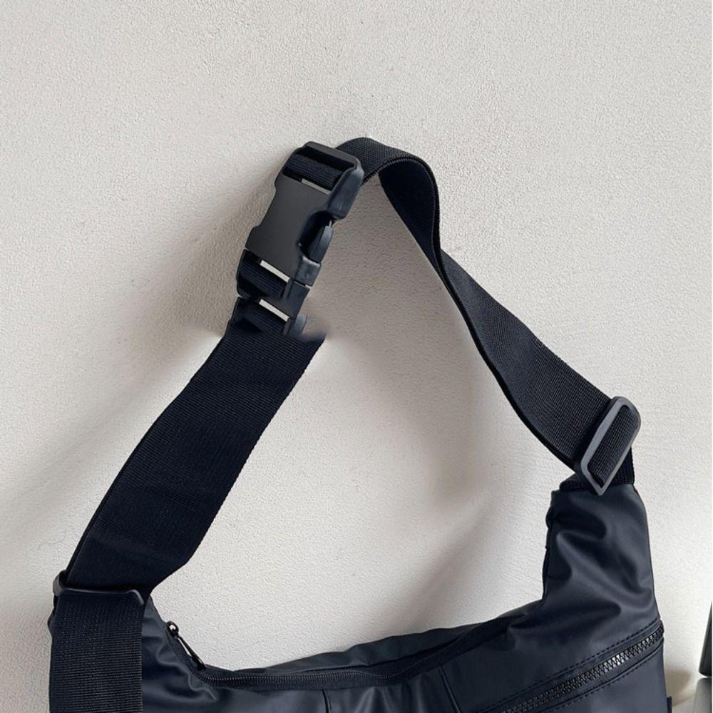 Pouch Black Crossbody Bag Oxford Cloth Solid Color Waterproof Shoulder Bag Large Capacity Smooth Sports Fitness Bag Jogging
