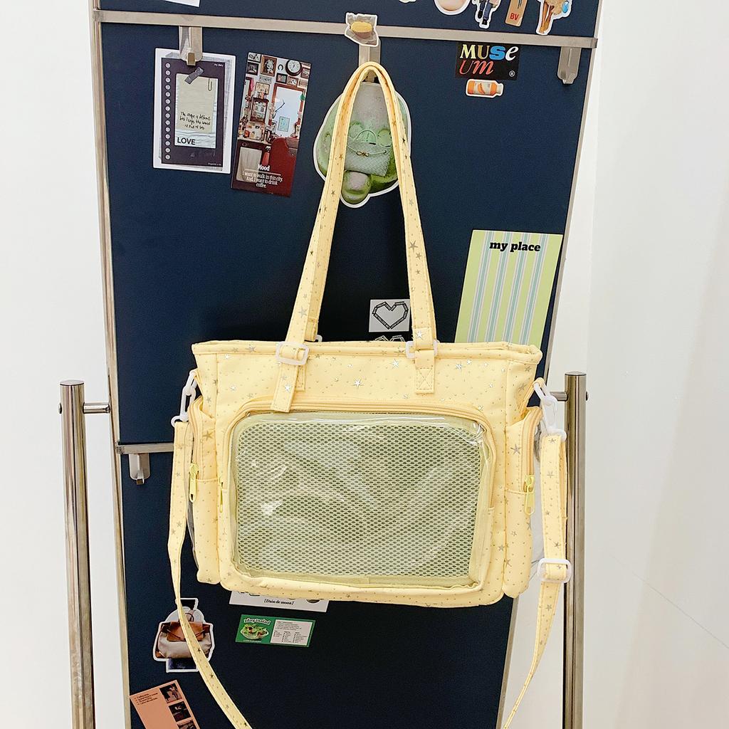 Japanischer Stil Ballett Spitze Durchsichtige Schultertasche Weich Große Kapazität Umhängetaschen Modisch und Vielseitig Tasche für den täglichen Gebrauch