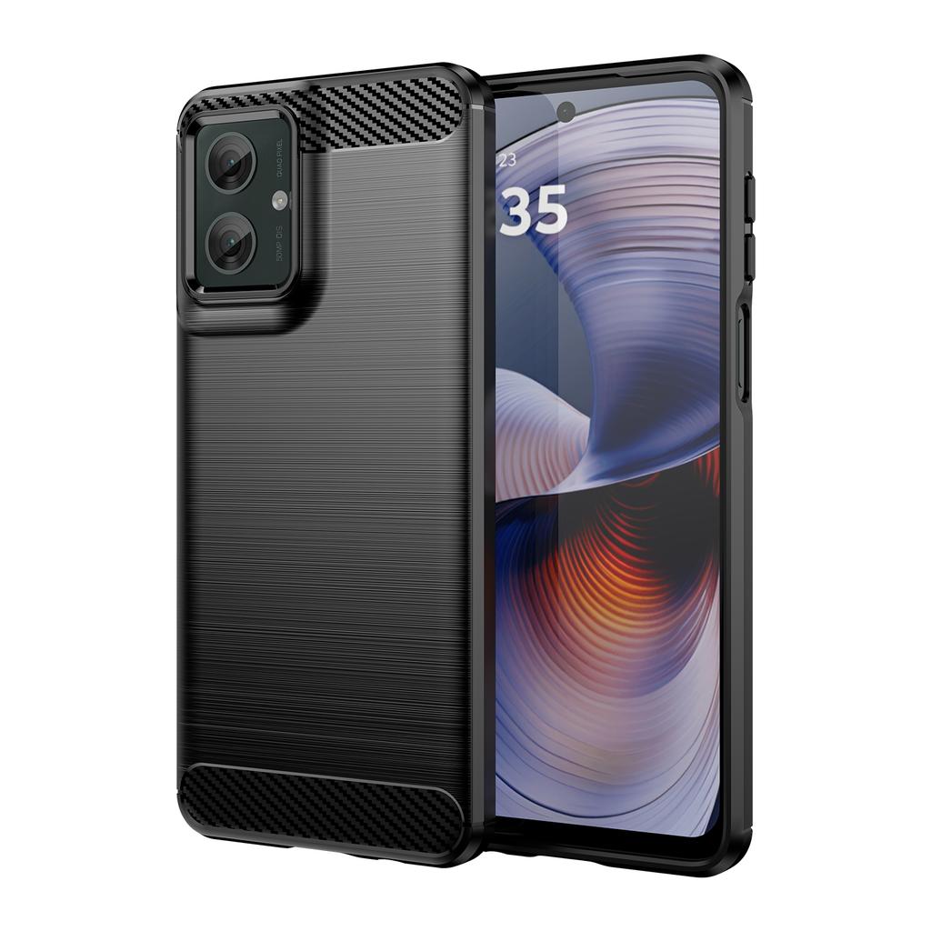 For Motorola Moto G55 5G Case with Screen Film WANLONFENG LS Series Big Lens Hole Brushed Texture TPU Phone Cover