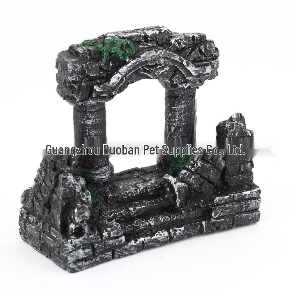 Double Pillar Roman Resin Fish Cave Aquarium Ornament