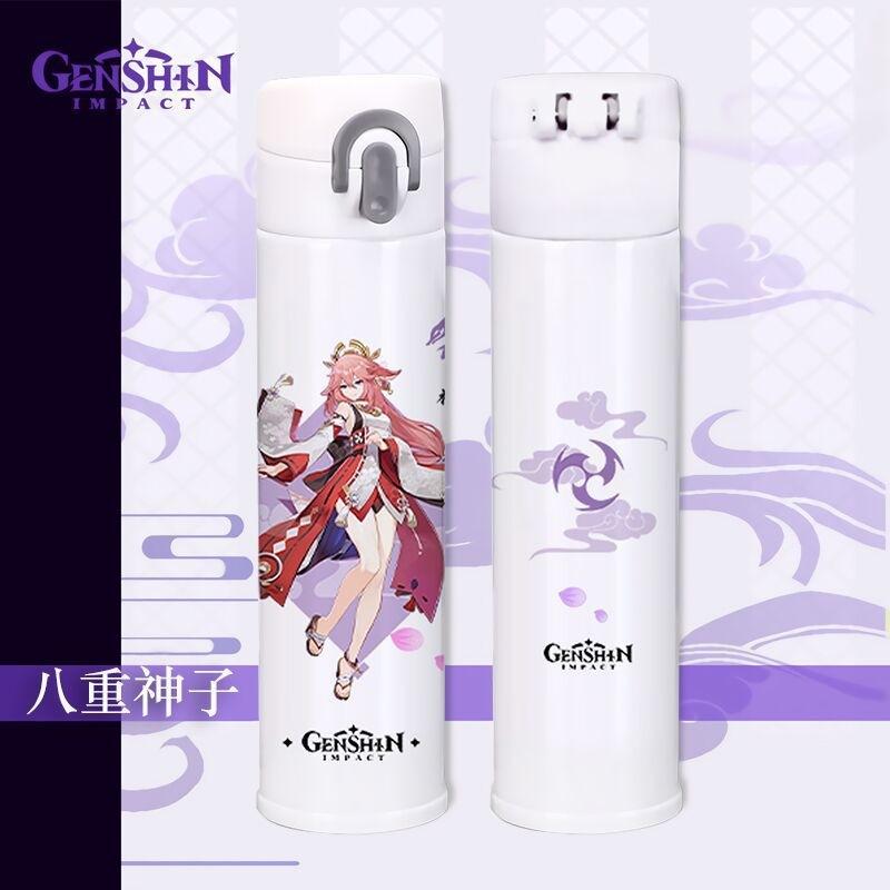 Genshin Thermos Cup Bottles Zhongli Beelzebul Genshin Impact Insulated Bottles Anime Coffee Water Cup Mug Vacuum Thermos Flask