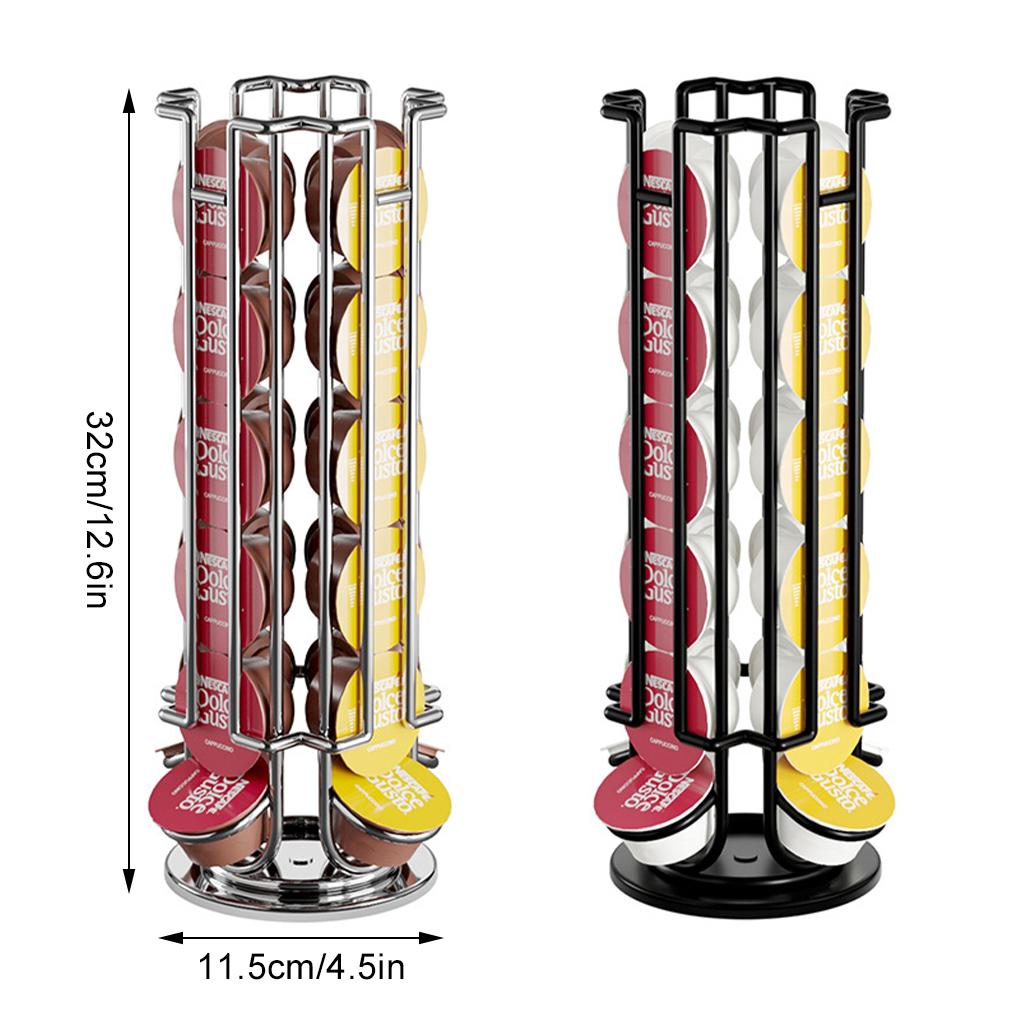 Präsentationsständer für Kaffeekapseln, drehbarer Aufbewahrungsständer, Aufbewahrungsständer für 24 Tassen, rutschfeste Unterseite für Dolce Gusto-Kapseln, Kaffeezubehör