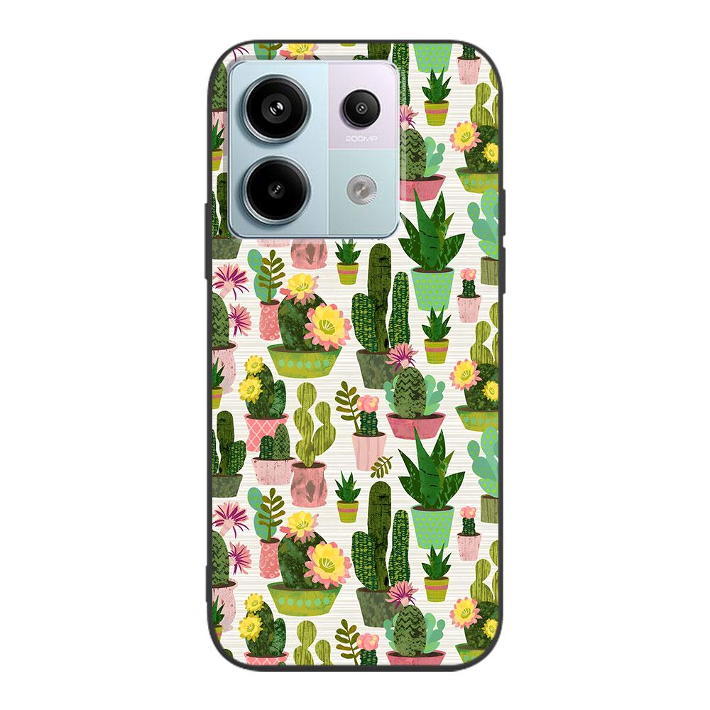 Plant Cactus Case for Xiaomi Redmi 10 10C 9C 9A 9i 9 Prime 9T 12 12C 10A K40 Pro Black Soft TPU Mobile Phone Bag Cover