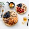 Bamboo 3-Compartment Plate - Round/Square Snack Tray for Breakfast/Dessert, Eco-Friendly Serving Dish