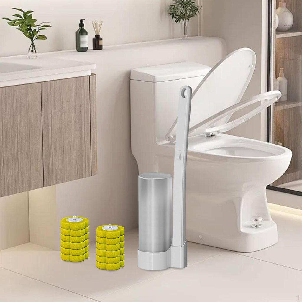 Toilet Brush Set Bathroom Maintenance Professional Wall Mounted Efficient Household with Refills