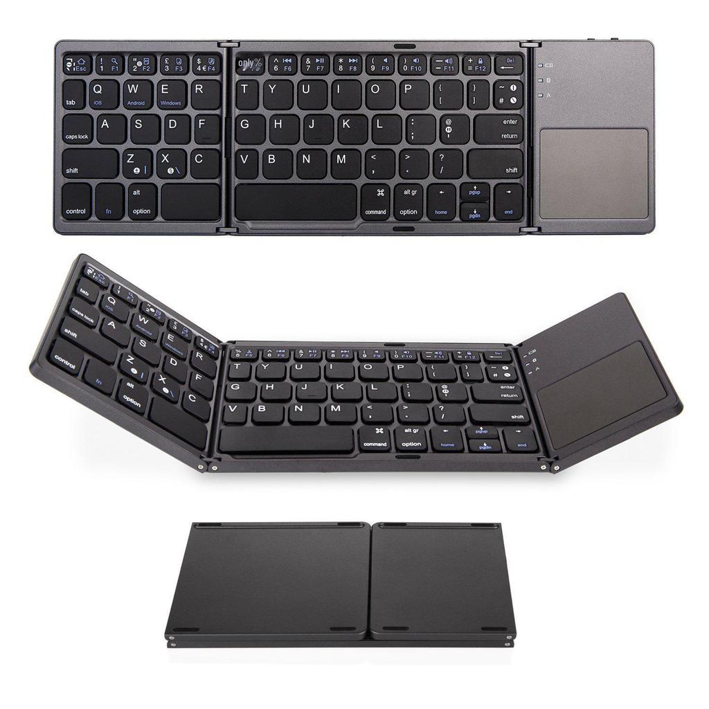B033 Foldable Bluetooth Keyboard with Touchpad for Phones, Tablets, Laptops